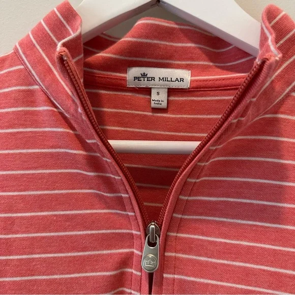 Peter Millar Red White Striped Stripe Quarter Zip QZip Quarterzip Jacket Sweater - Picture 3 of 7